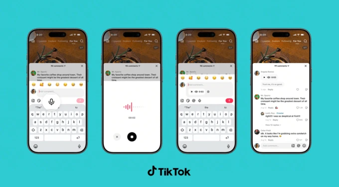 Giao diện ghi và phát bình luận thoại trên TikTok
