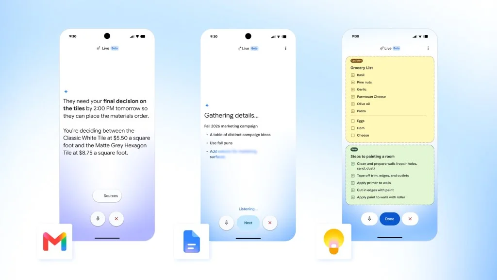Google ra mắt giọng nói AI cho Gmail, Docs và Keep