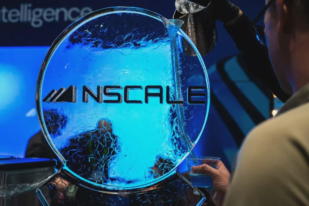 Biển hiệu Nscale tại hội nghị Nvidia ở San Jose