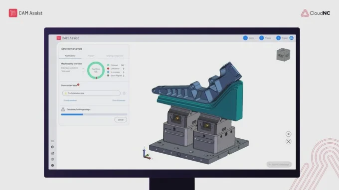 Kỹ sư vận hành phần mềm CloudNC trong xưởng gia công CNC