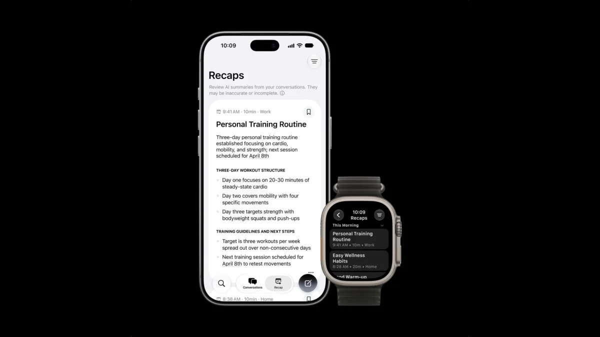 Apple Watch Series 12 và Ultra 4 tự tóm tắt hội thoại