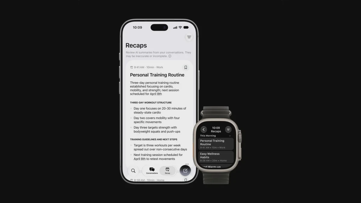 Apple Watch hiển thị tính năng tóm tắt hội thoại bằng trí tuệ nhân tạo