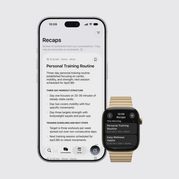iPhone và Apple Watch hiển thị bản tóm tắt hội thoại Siri