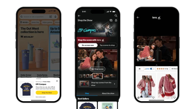 Giao diện tìm sản phẩm xuất hiện trong cảnh phim Prime Video