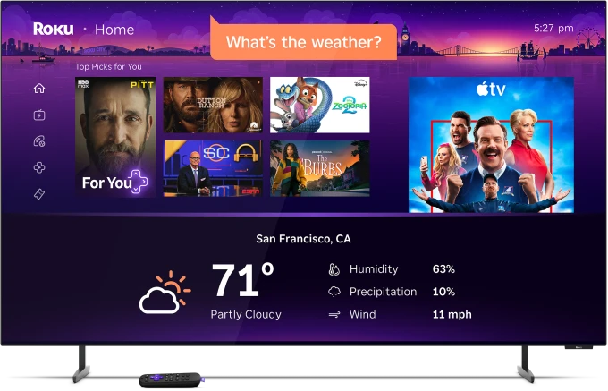 TV Roku hiển thị kết quả thời tiết từ tìm kiếm bằng giọng nói