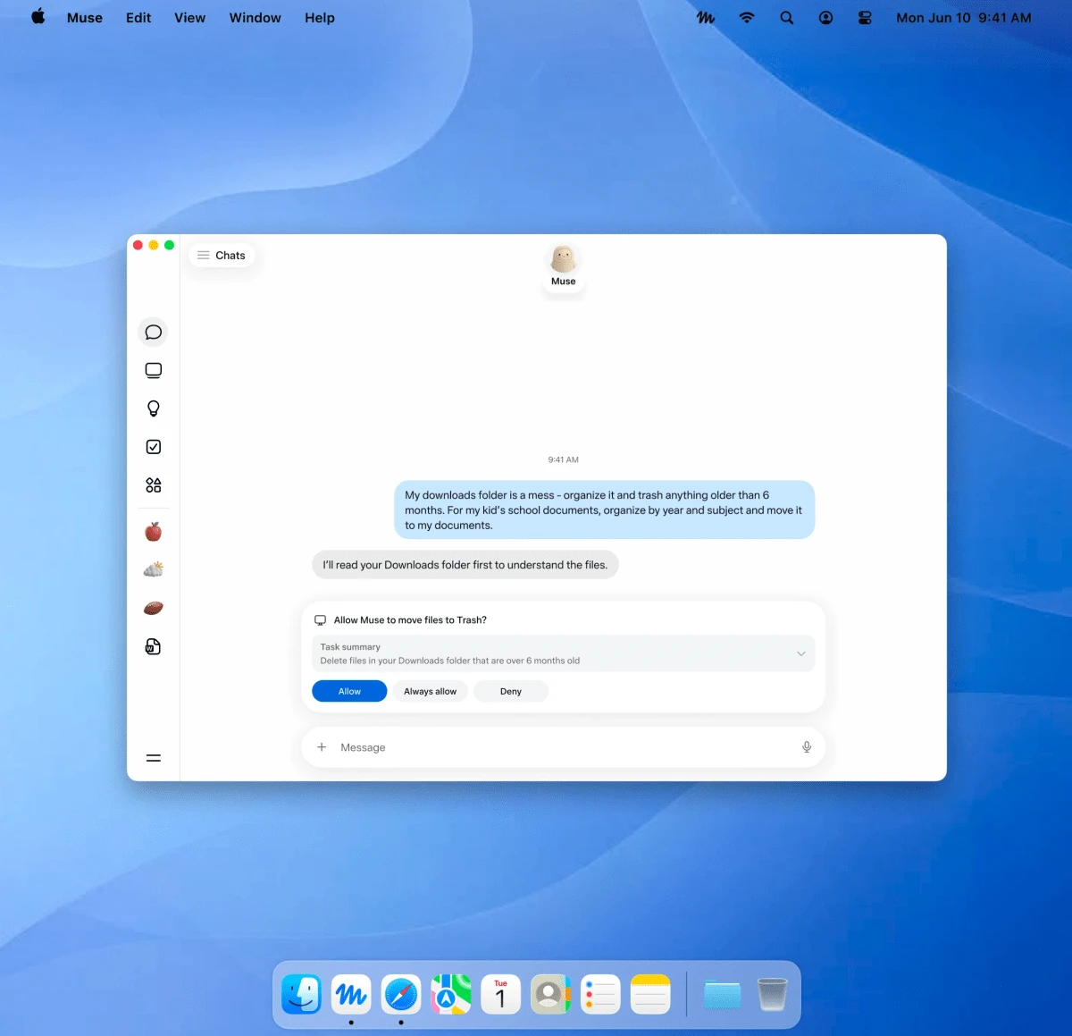 Giao diện trợ lý Muse của Meta trên máy Mac