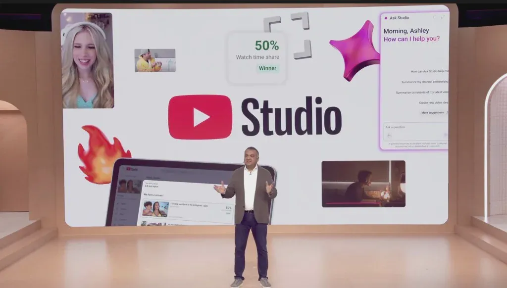 Giao diện YouTube Studio với các công cụ hỗ trợ nhà sáng tạo