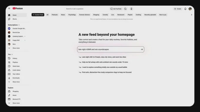 Các bước nhập yêu cầu và mở bảng tin tùy chỉnh trên YouTube