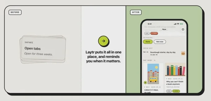Giao diện Laytr hiển thị các nội dung đã lưu trên thiết bị Apple