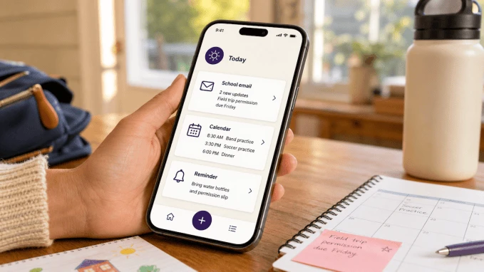 Màn hình Fambot tổng hợp lịch và nhiệm vụ gia đình