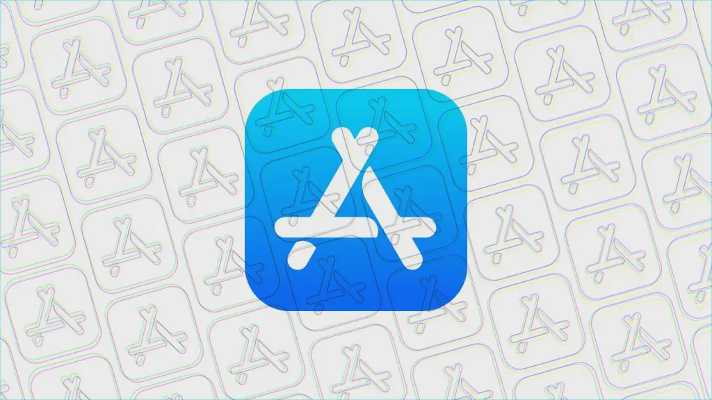 Biểu tượng App Store trên nền xanh trong thông báo siết quy định của Apple