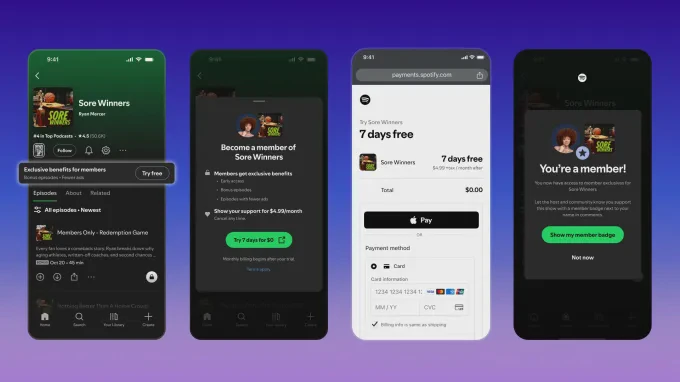 Giao diện giới thiệu gói hội viên trả phí trên Spotify