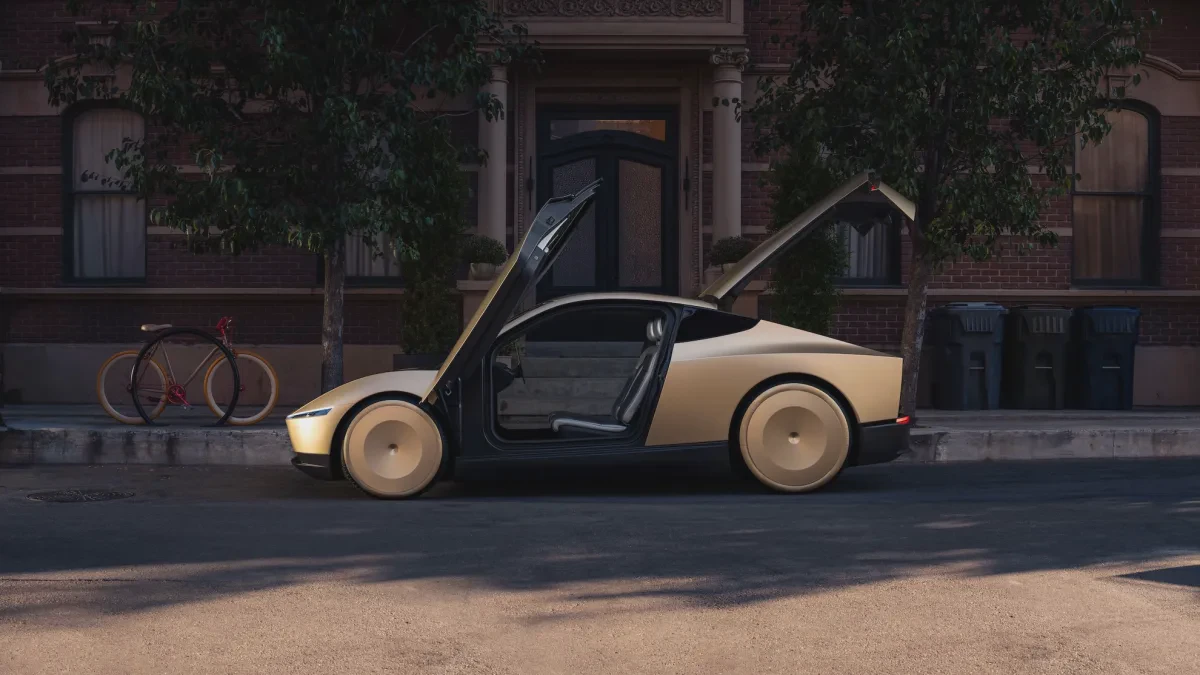 Mẫu xe tự hành Cybercab màu vàng của Tesla