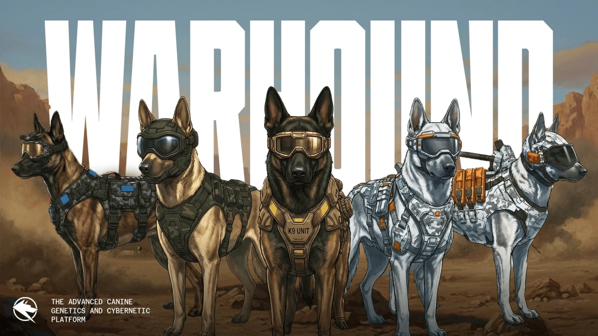 Chó nghiệp vụ Warhound đeo kính và thiết bị bảo hộ